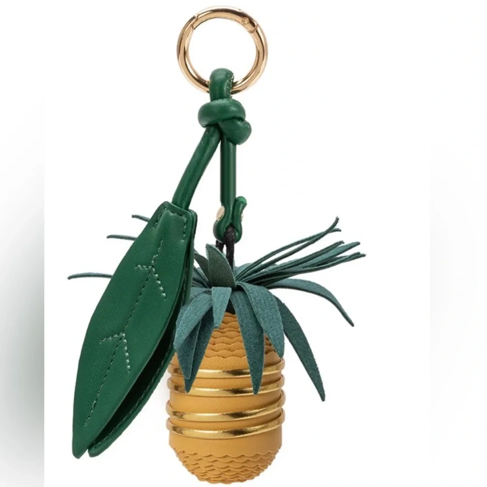 Anthropologie‎ Melie Bianco Pineapple Fruit Bag Charm Key Holder Keychain